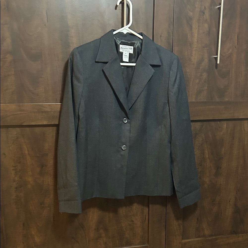 Vintage Pendleton Charcoal Women's Blazer - 100% Virgin wool
